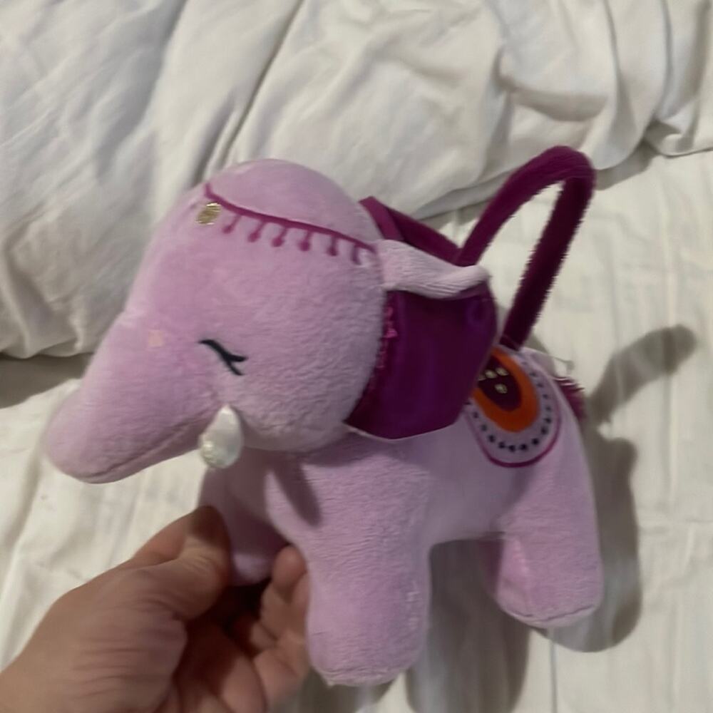 Gymboree plush Moroccan lavender plush elephant purse nwot double handle .